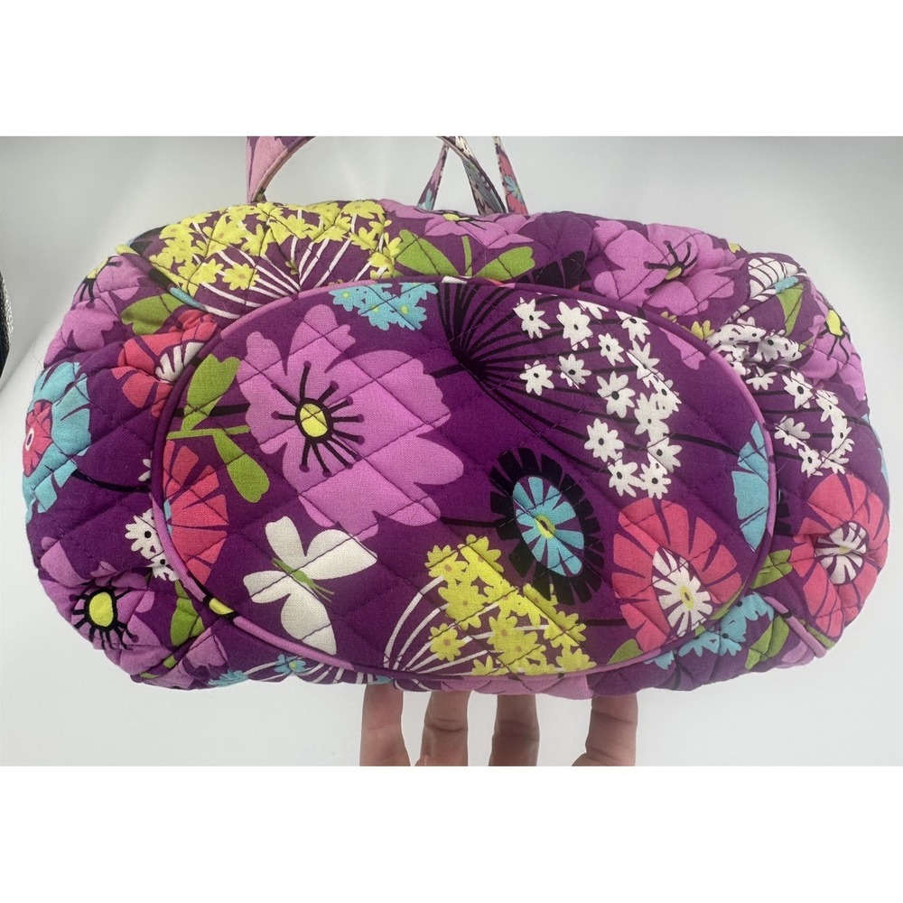 Vera Bradley Flutterby Purse Tote Shoulder Bag Zip Purple Flower Butterflies EUC - Picture 11 of 16